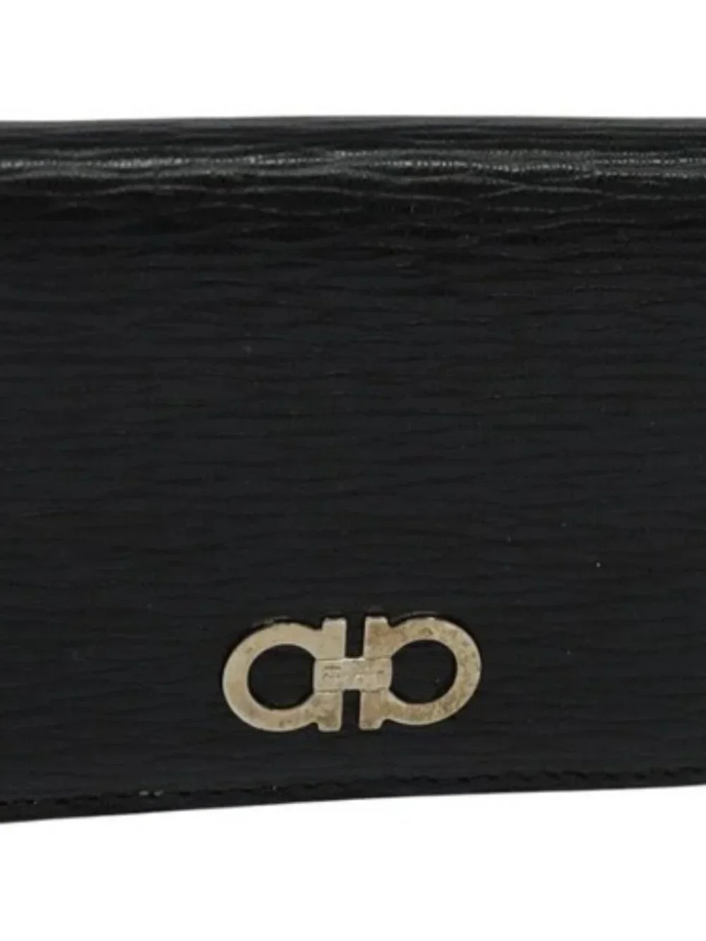 Salvatore Ferragamo Gancini Coin Purse Leather Black Auth 104463V